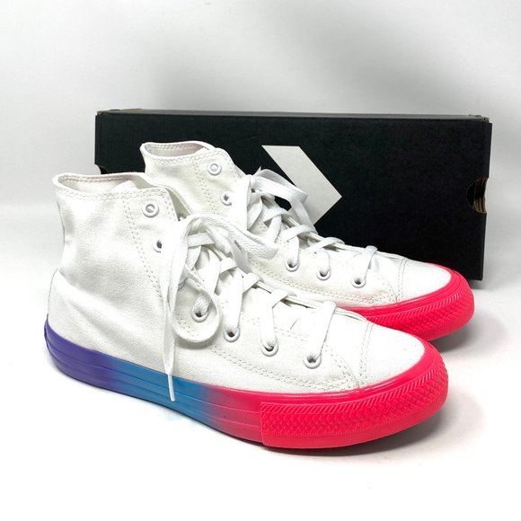 Converse Chuck Taylor Sneaker Women AS OX White Racer Pink Canvas Hi Top 664196F - Picture 5 of 8